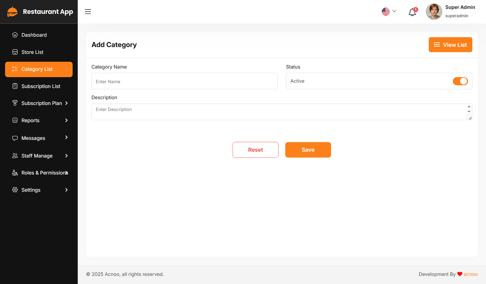 Create Business Category