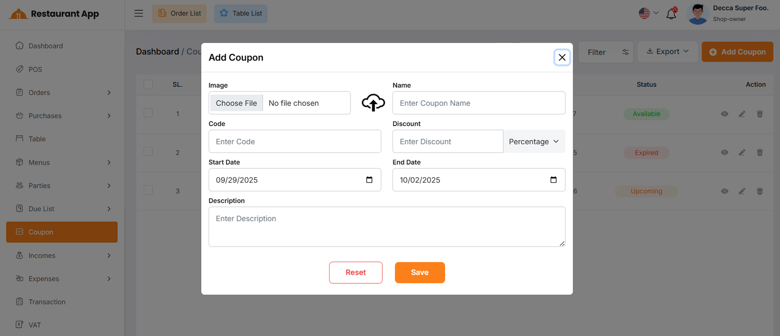 Create Coupon