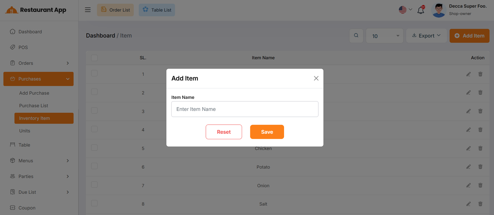 Create Inventory Item