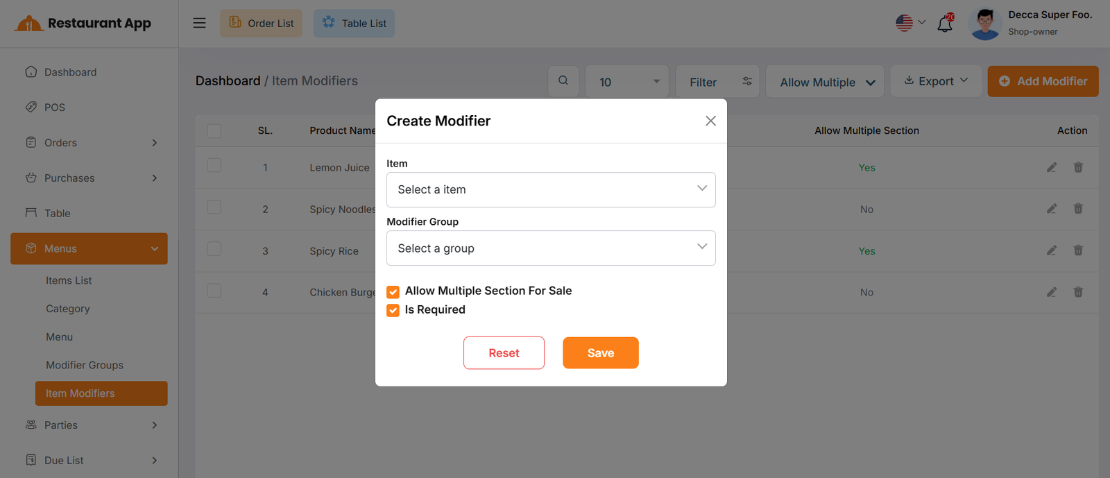 Create Modifier