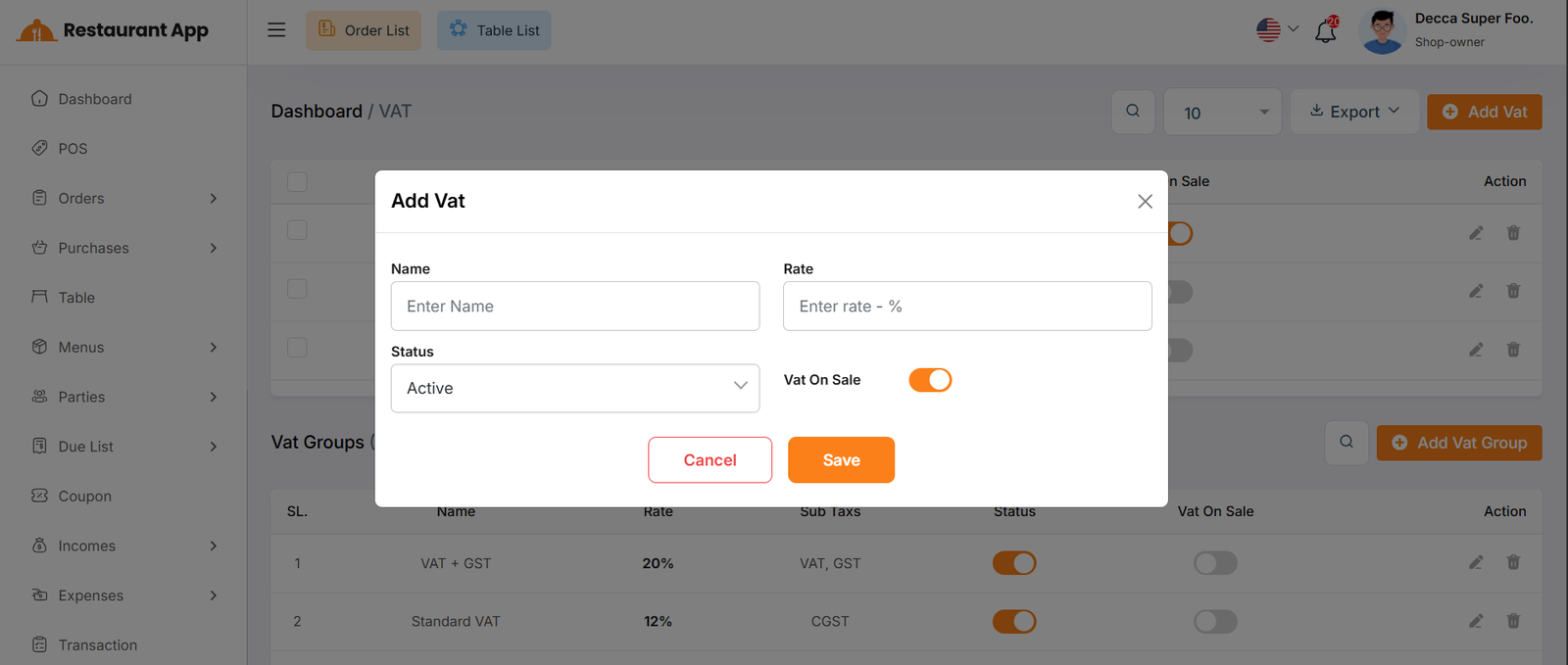 Create Vat