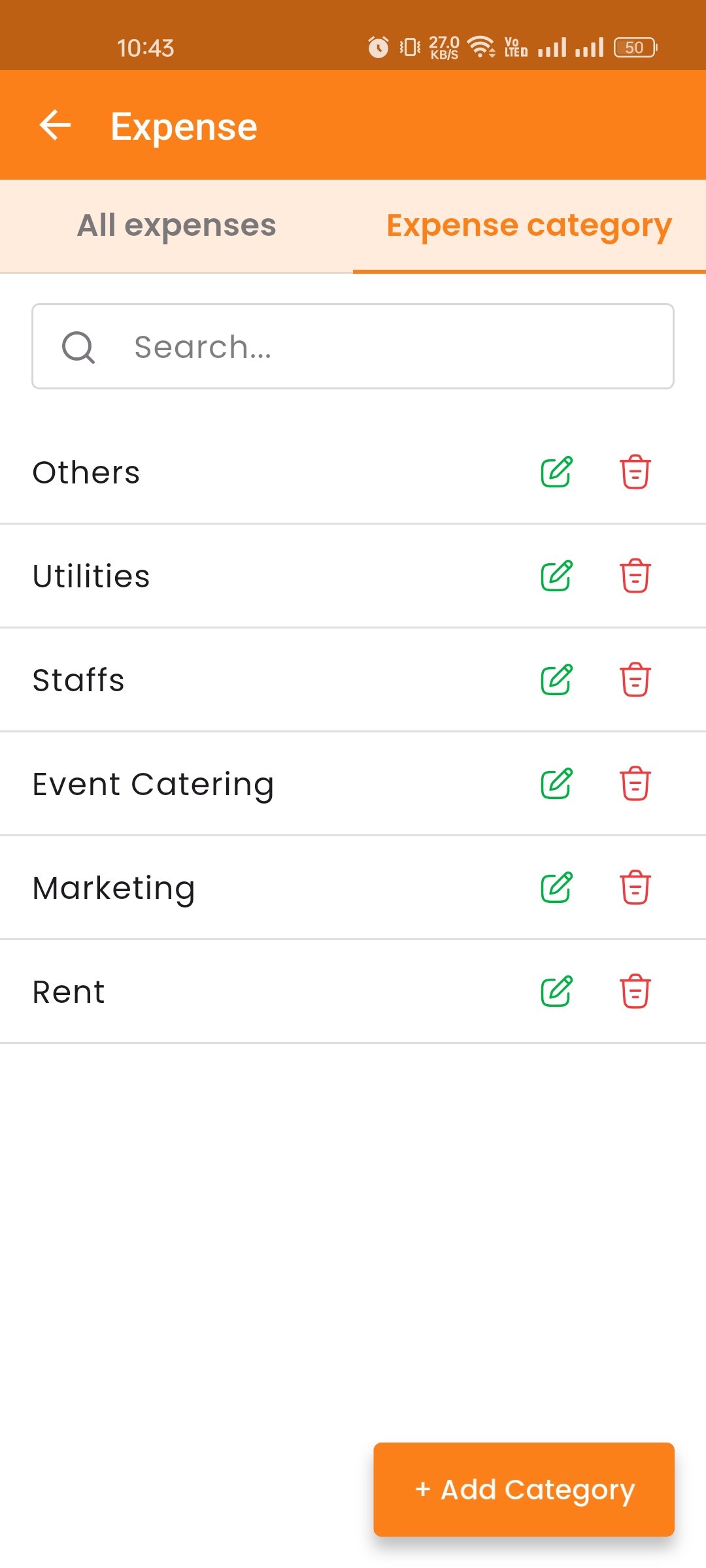 Expense Category List