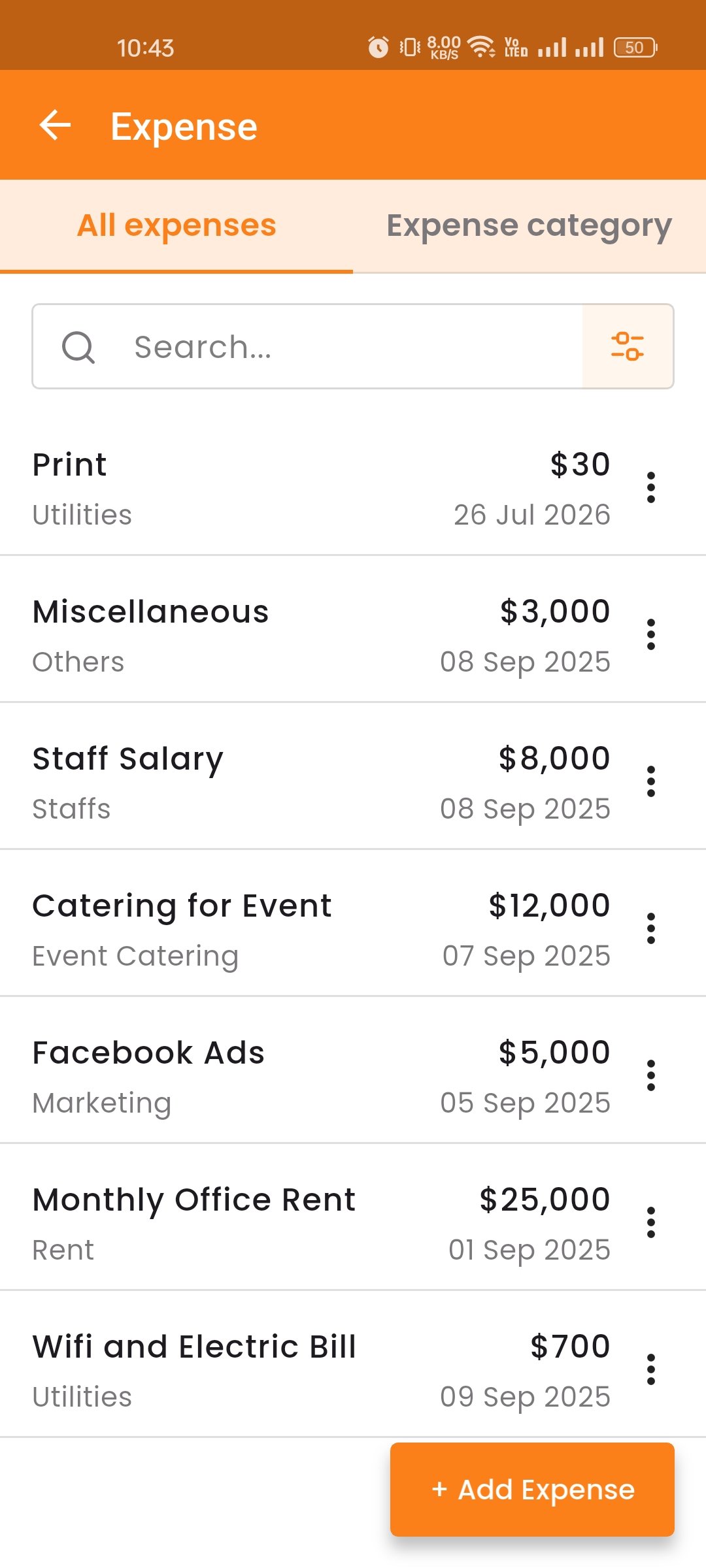 Expense List