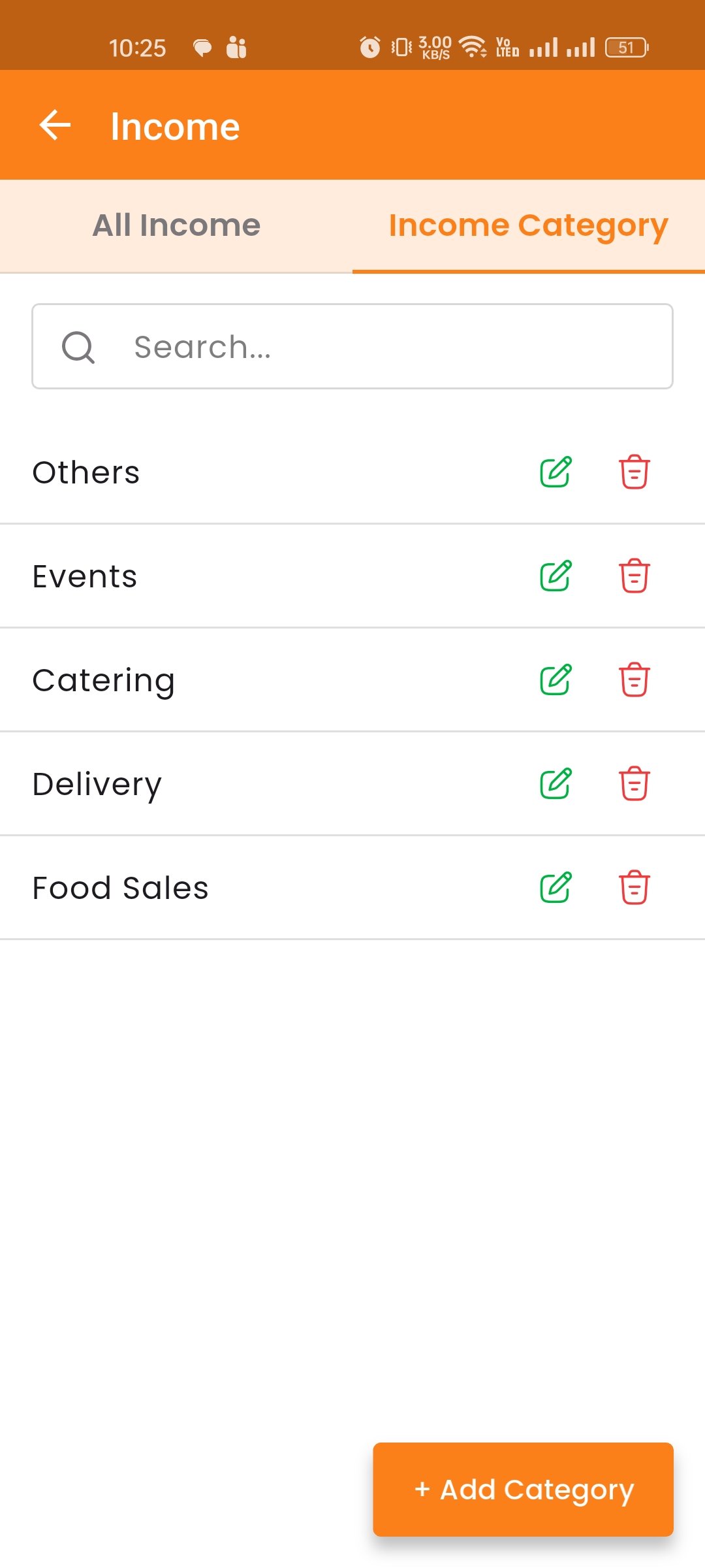 Income Category List