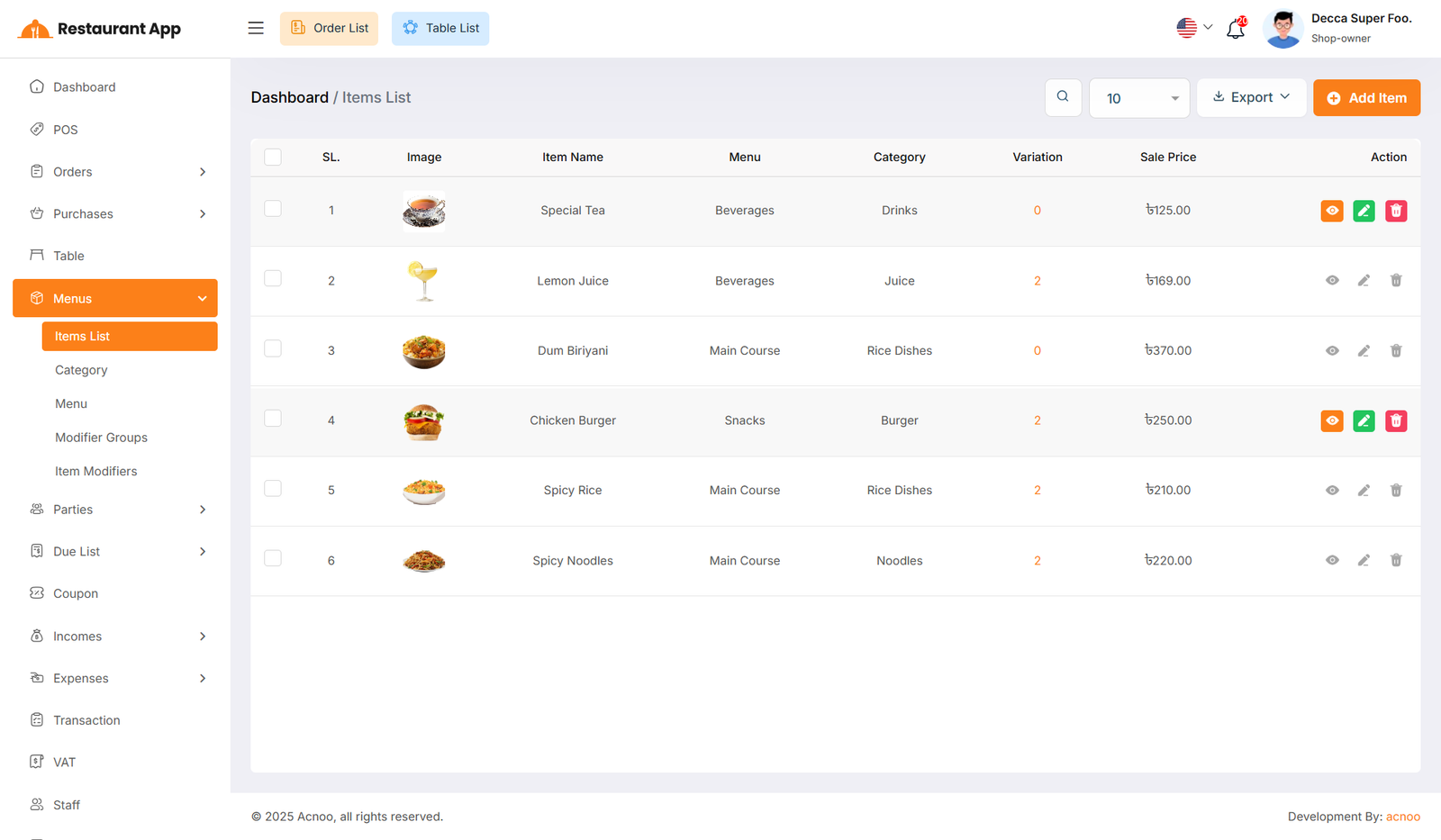 Item List
