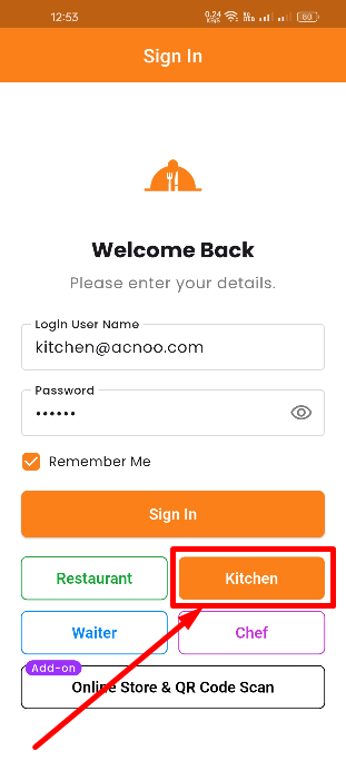 Kitchen Login