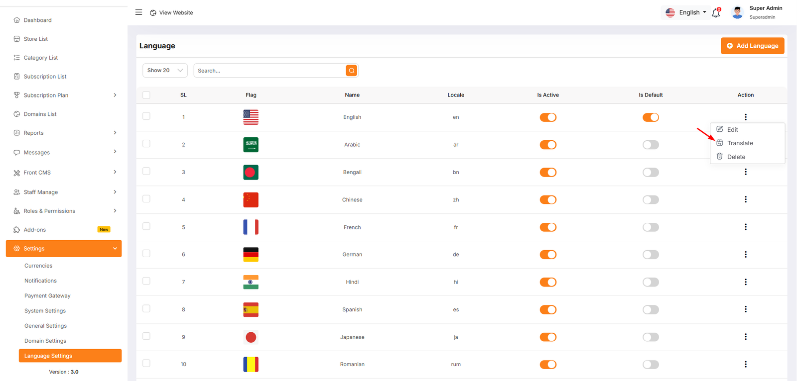 Language List