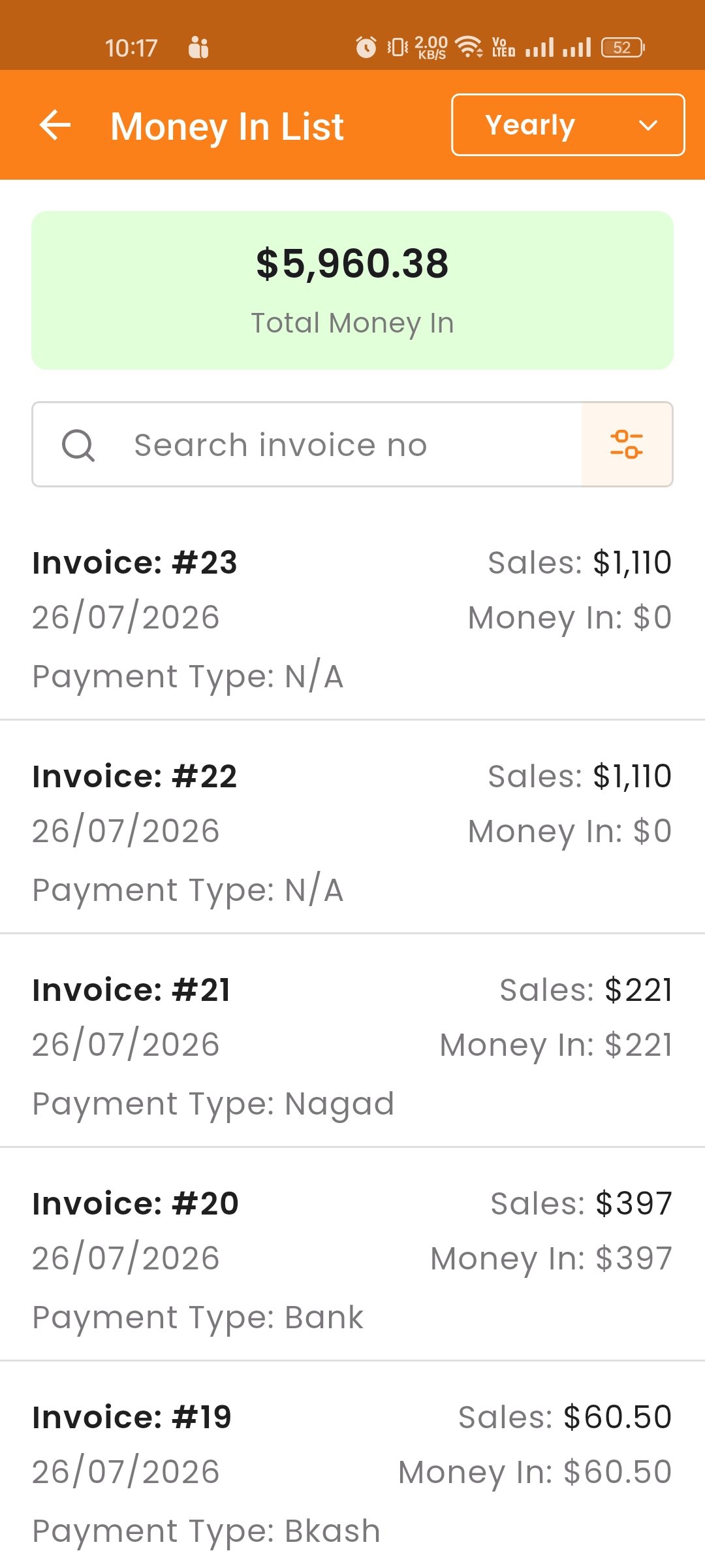 Money In List
