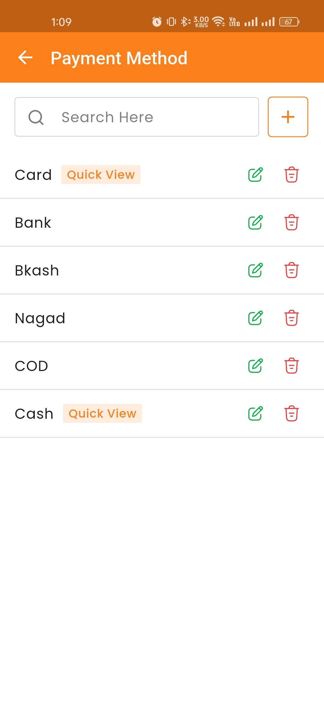 Payment Method List