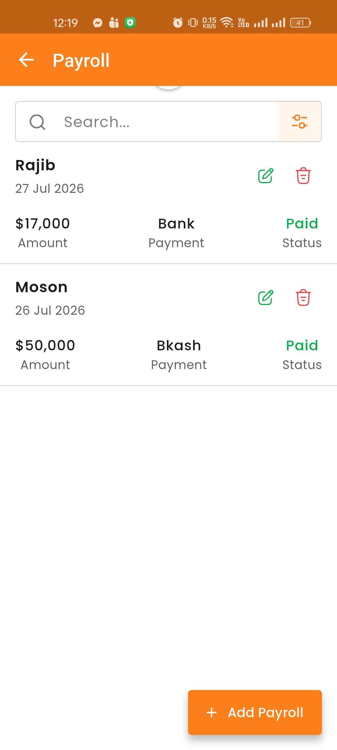Payroll List