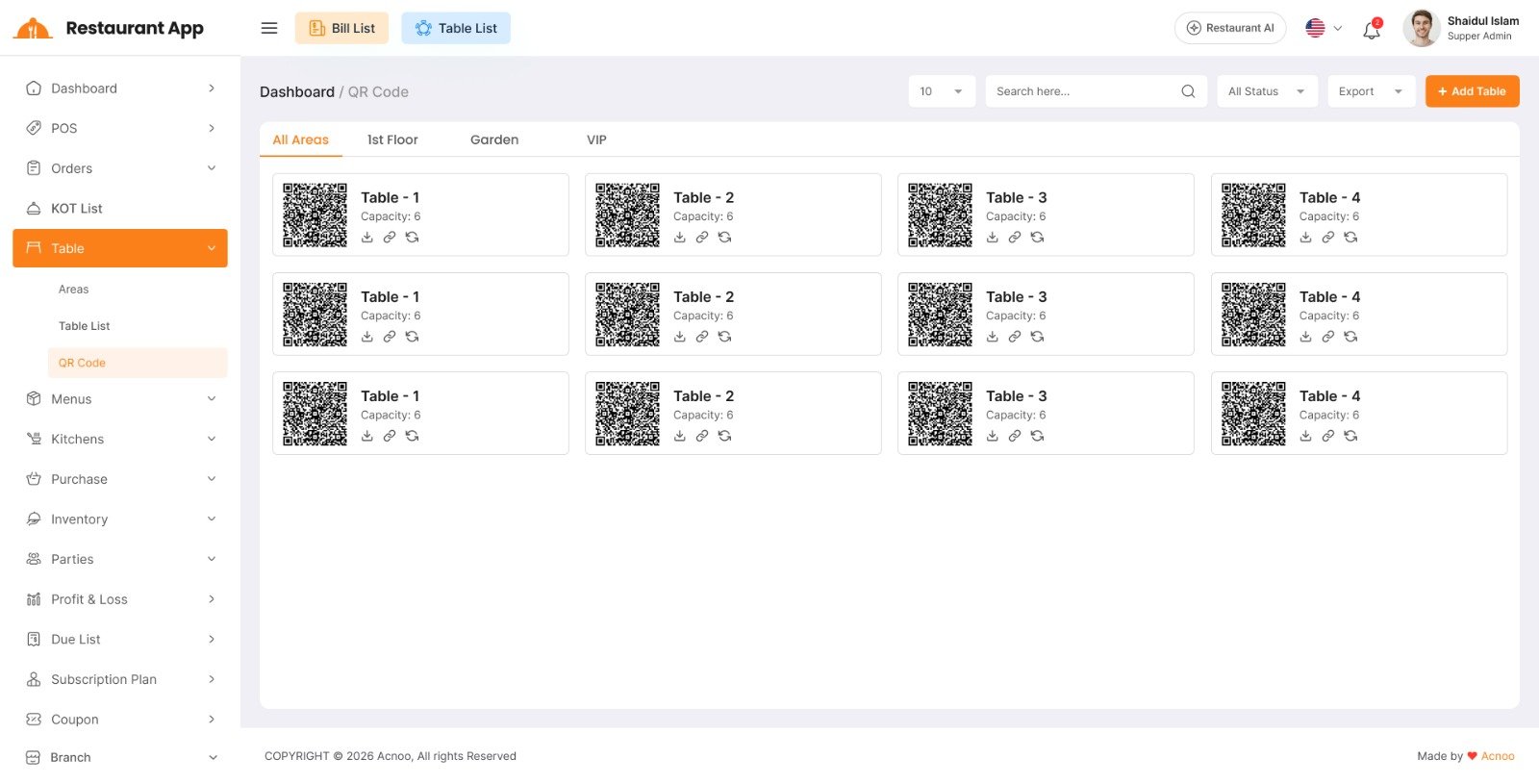 QR Code List