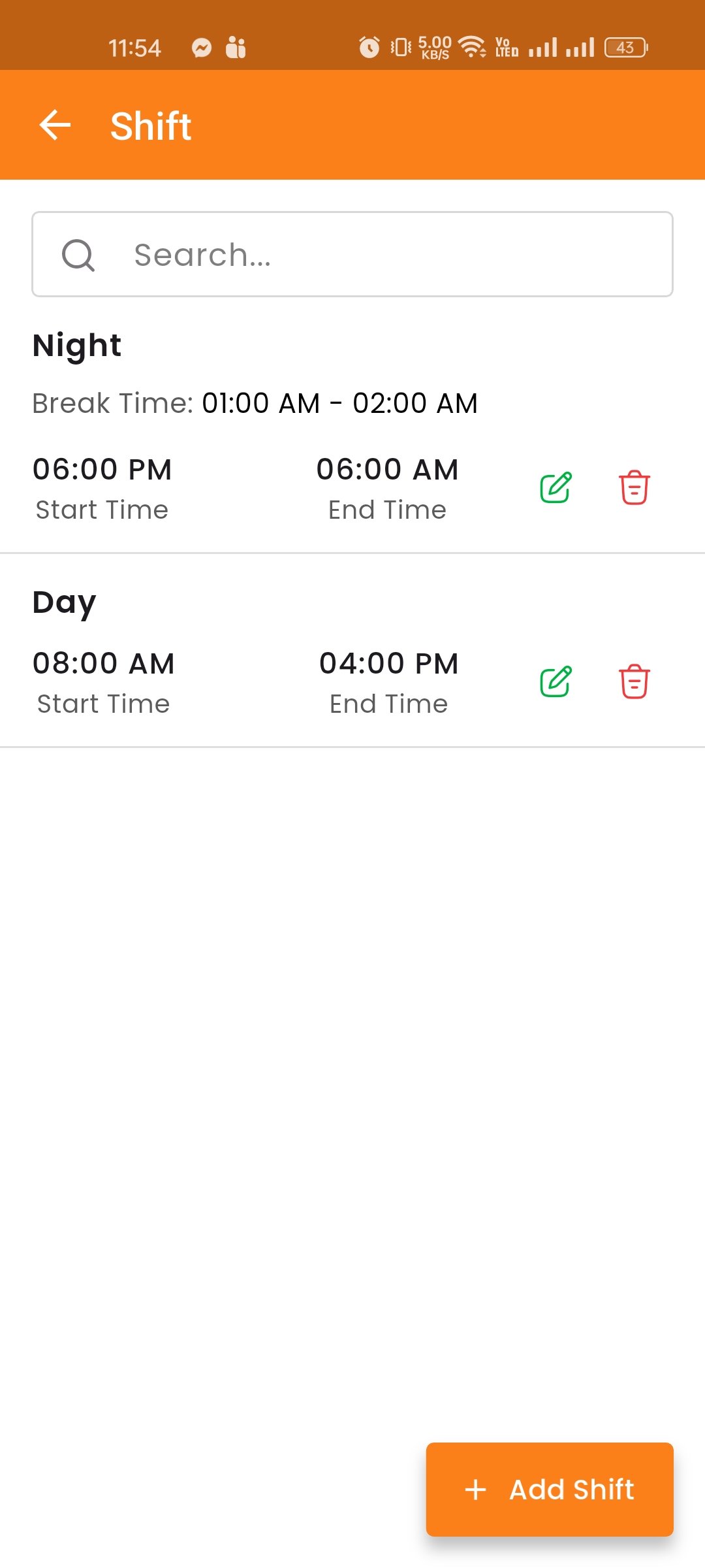 Shift List