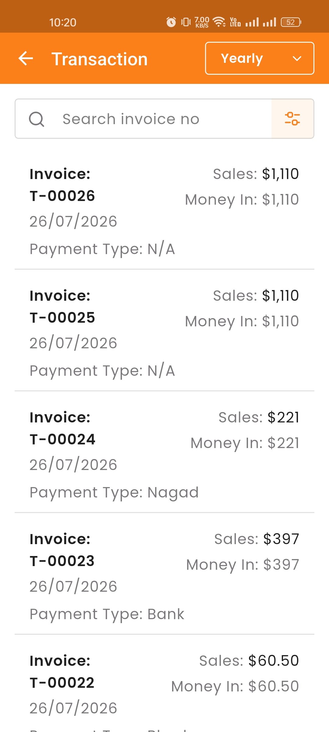Transaction List
