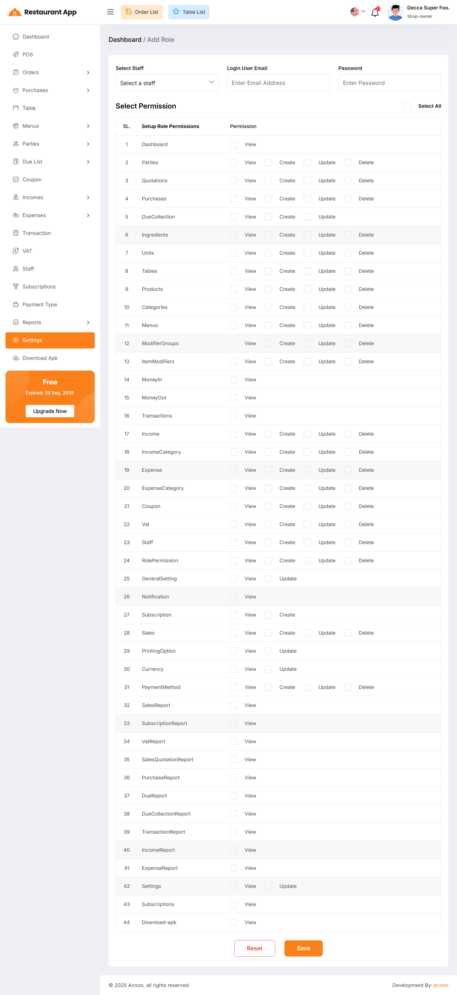 Create User Role