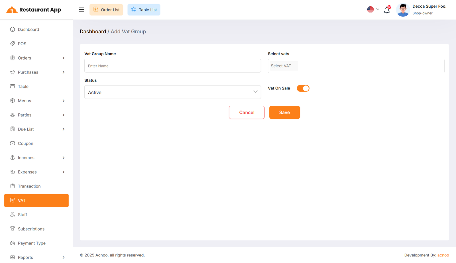 Create Vat Group