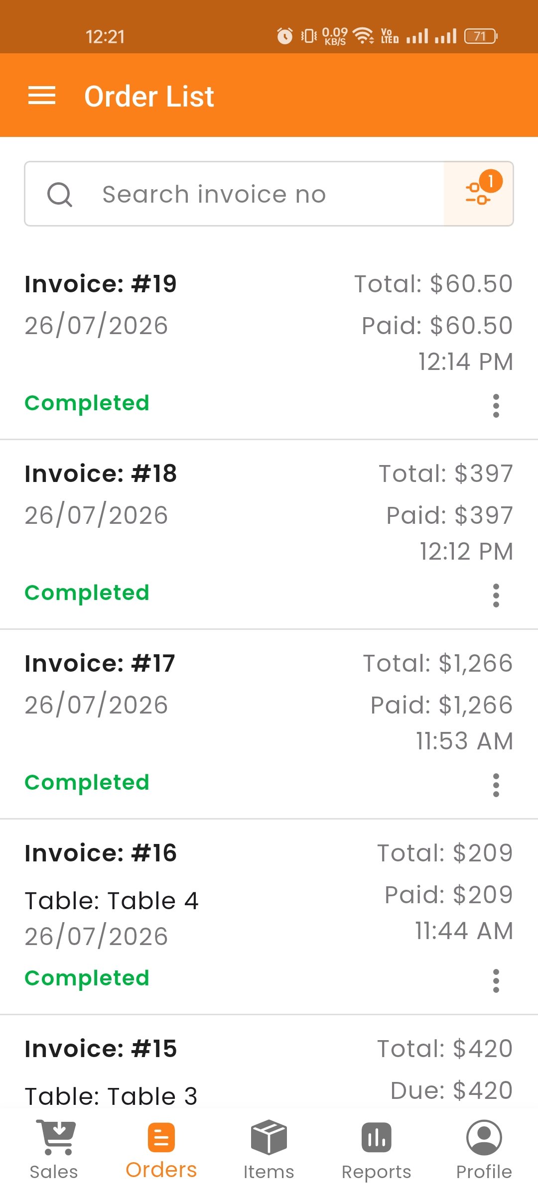 Order List