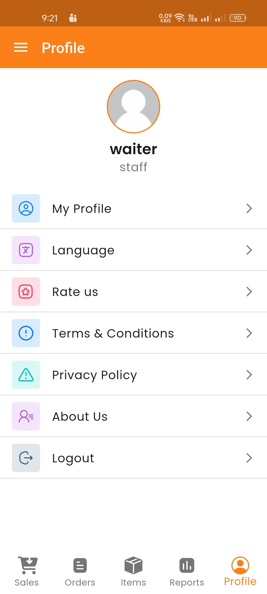 Waiter Panel Profile